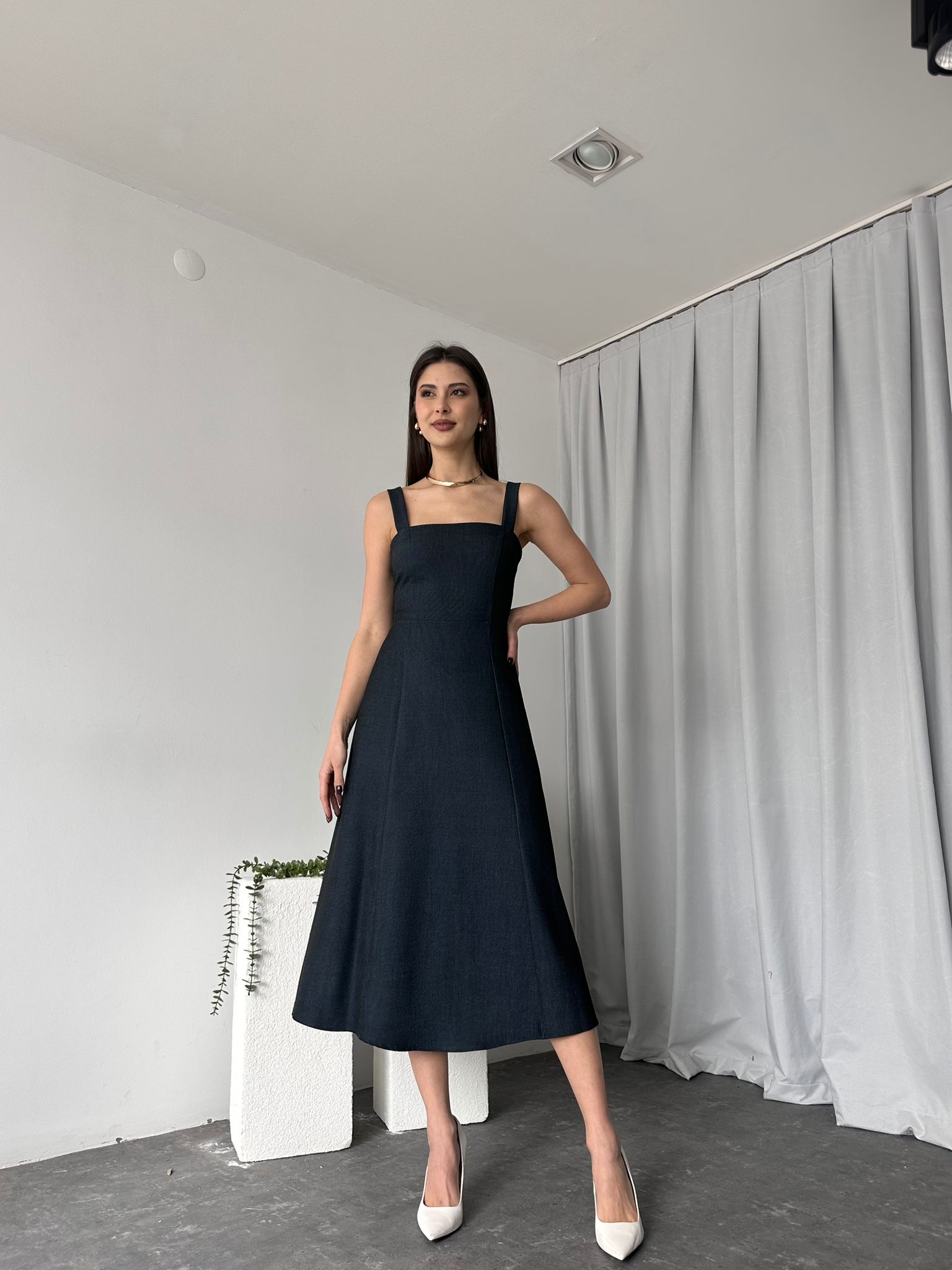 Kadın Ala Lacivert Elbise - Görsel 6