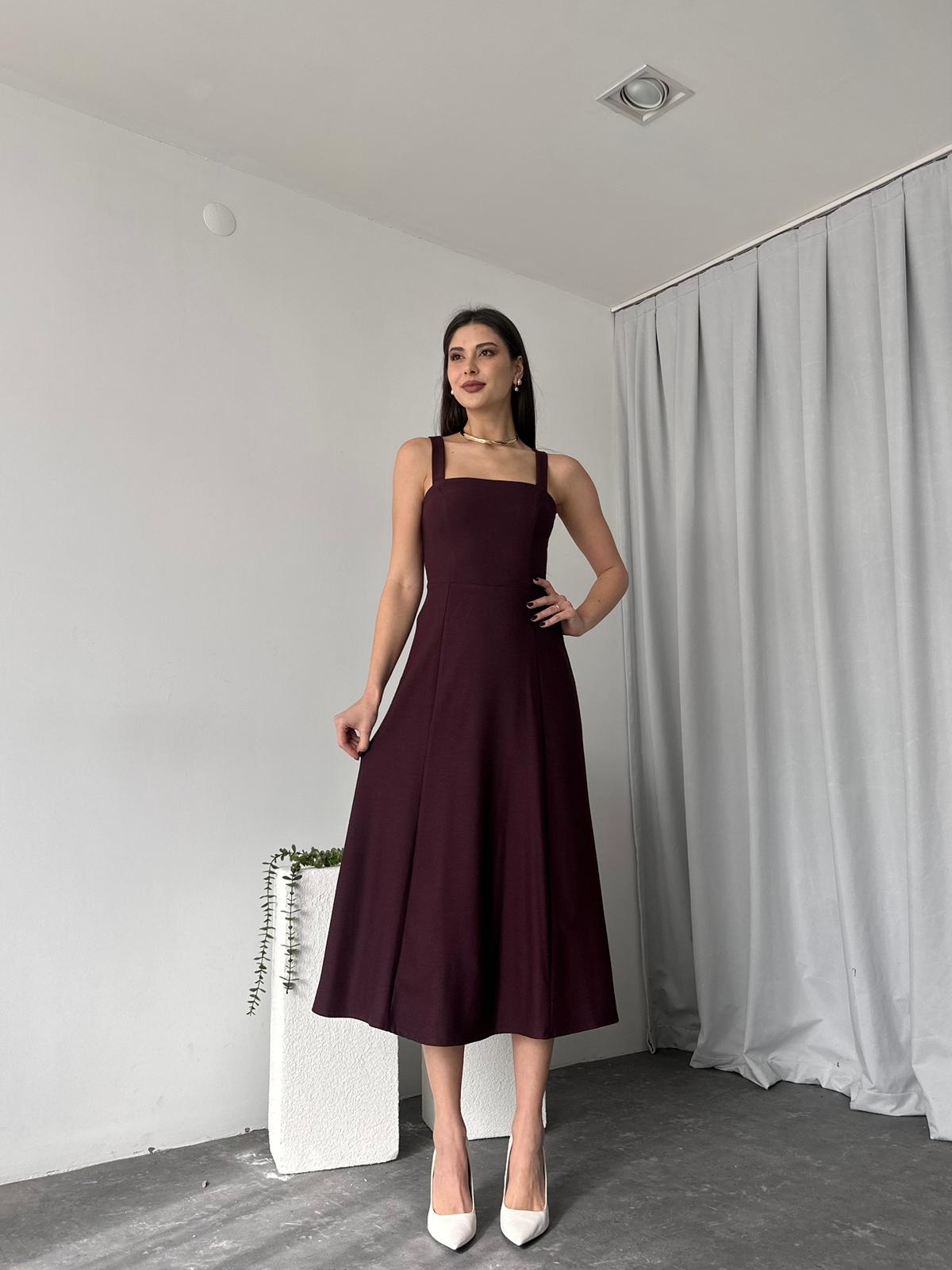 Kadın Ala Bordo Elbise - Görsel 3