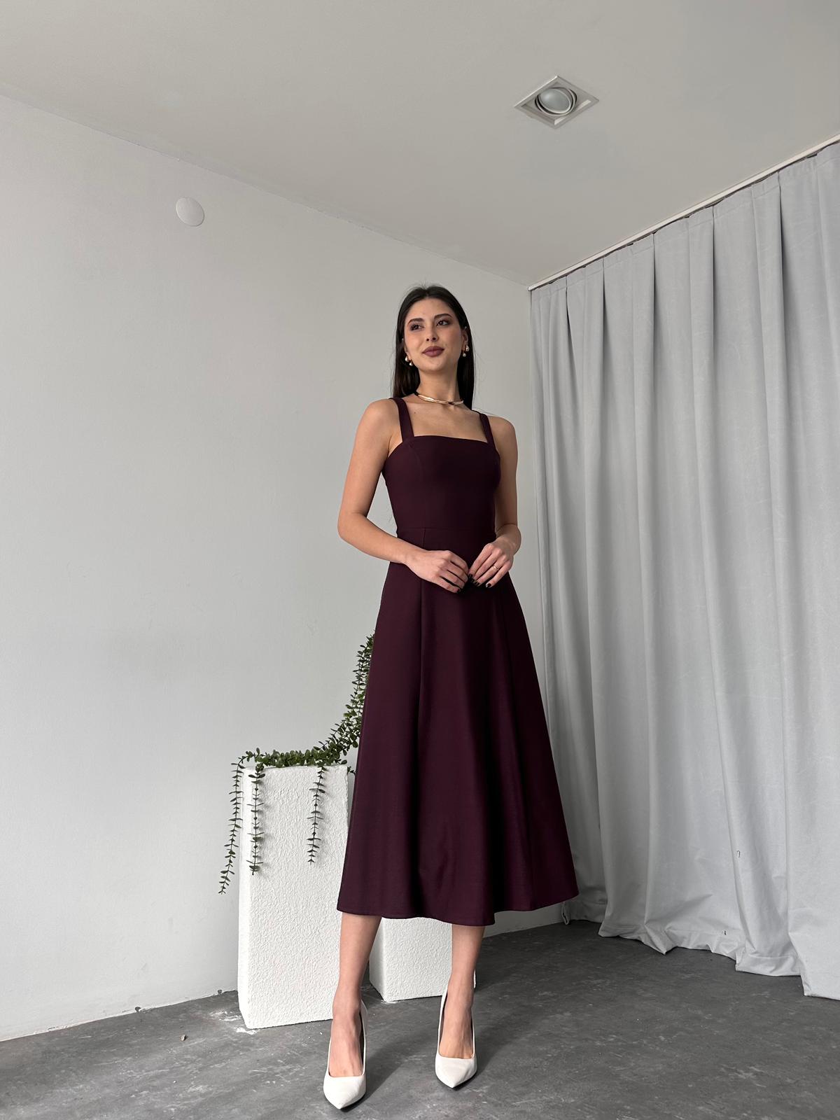 Kadın Ala Bordo Elbise - Görsel 5