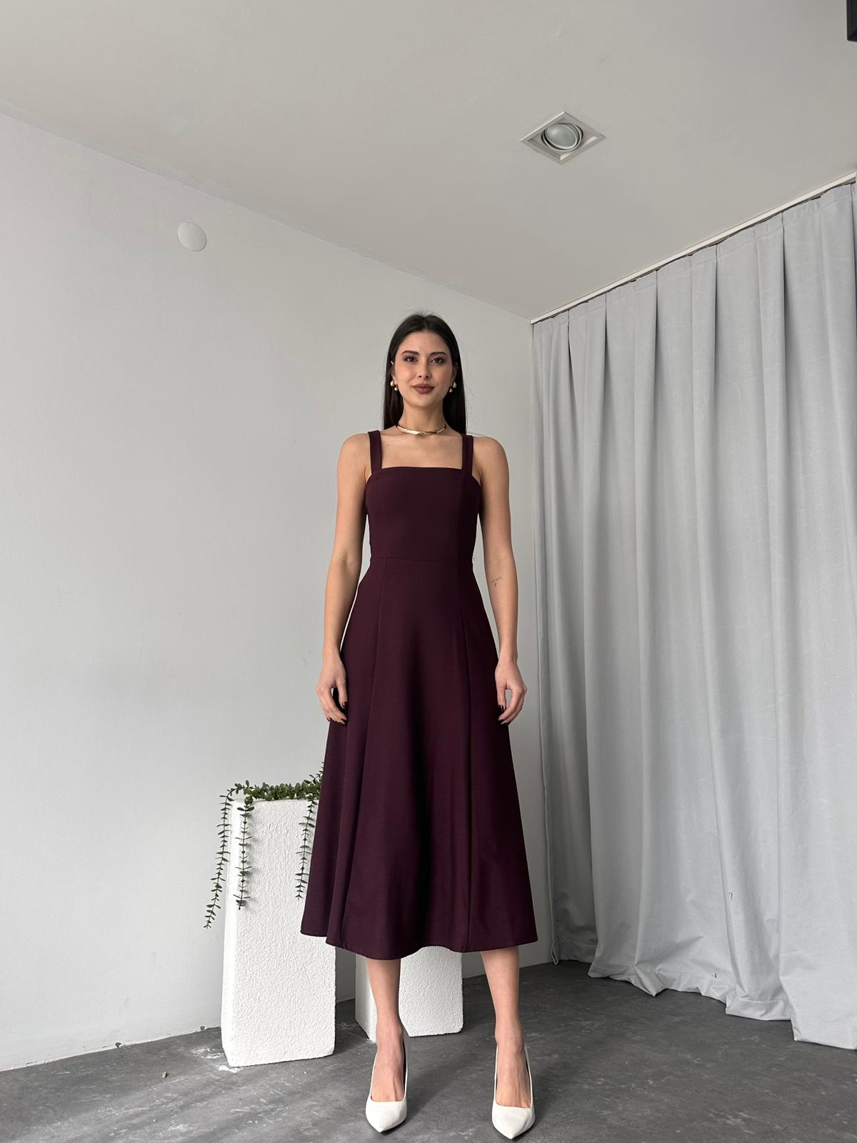 Kadın Ala Bordo Elbise - Görsel 10