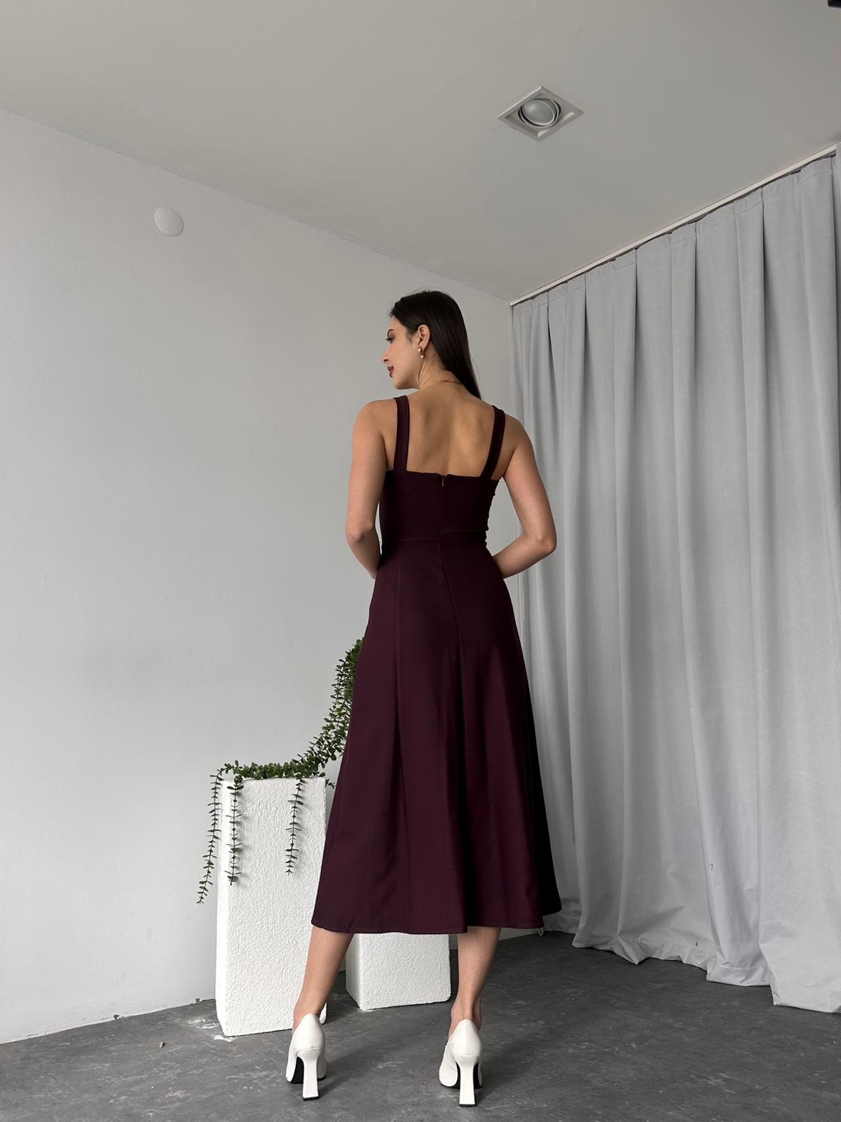 Kadın Ala Bordo Elbise - Görsel 7