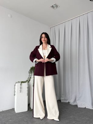 Kadın Aris Mürdüm Ceket-Pantolon Takım