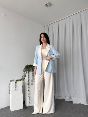 Kadın Aris Bebek Mavisi Ceket-Pantolon Takım