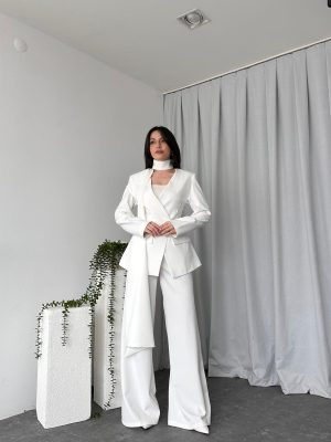 Kadın Amara Beyaz Ceket-Pantolon Takım