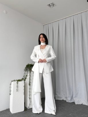 Kadın Amara Beyaz Ceket-Pantolon Takım