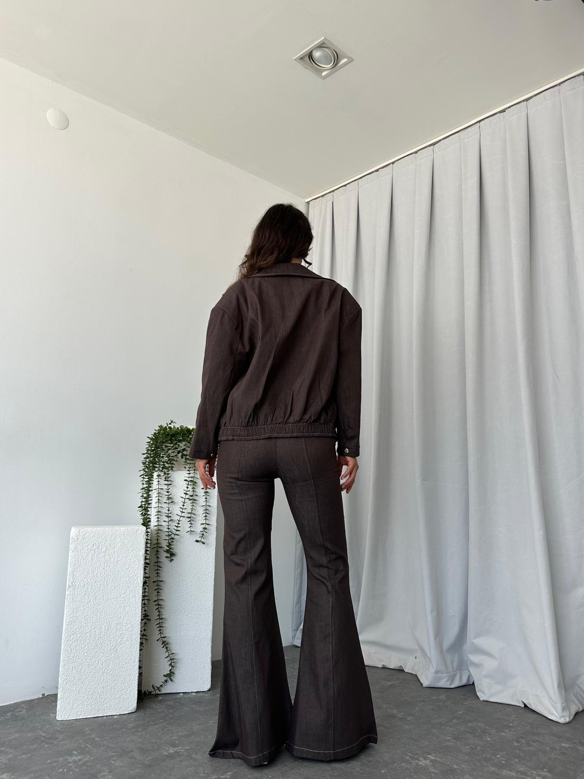 Kahverengi Denim Ceket Pantolon Takım - Görsel 8