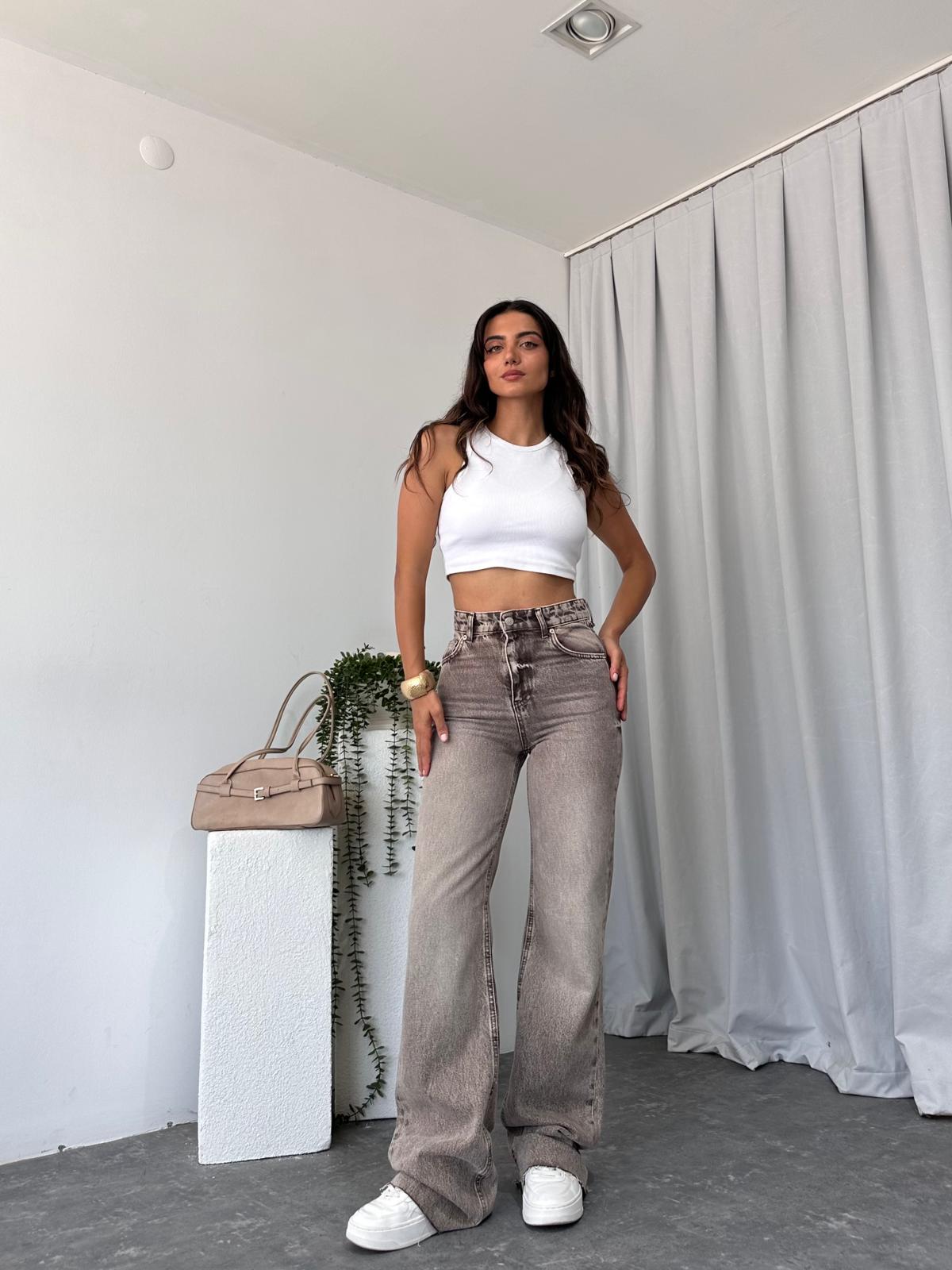 Kahve Tint Yıkama Wide Leg Jean - Görsel 7