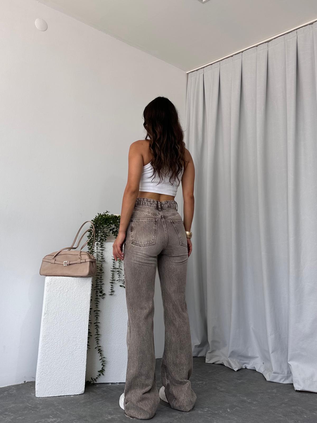 Kahve Tint Yıkama Wide Leg Jean - Görsel 8