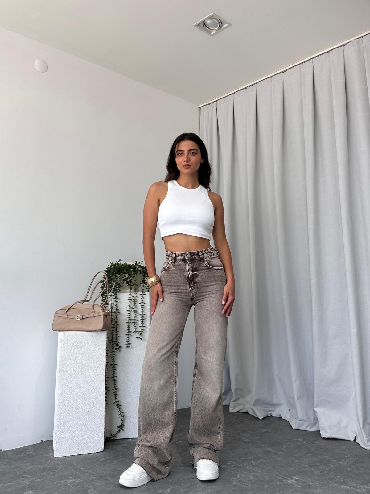 Kahve Tint Yıkama Wide Leg Jean - Görsel 9