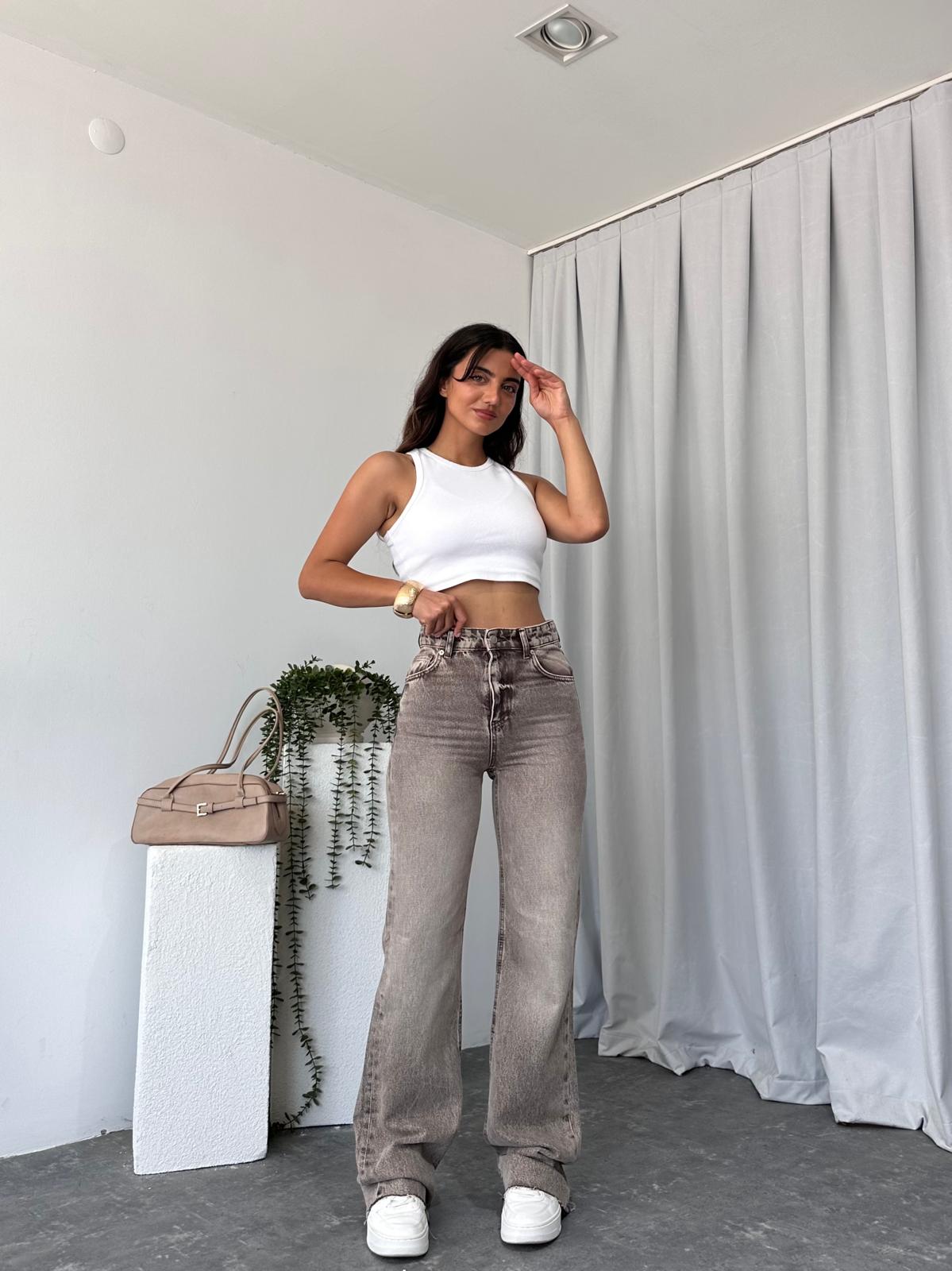 Kahve Tint Yıkama Wide Leg Jean - Görsel 10