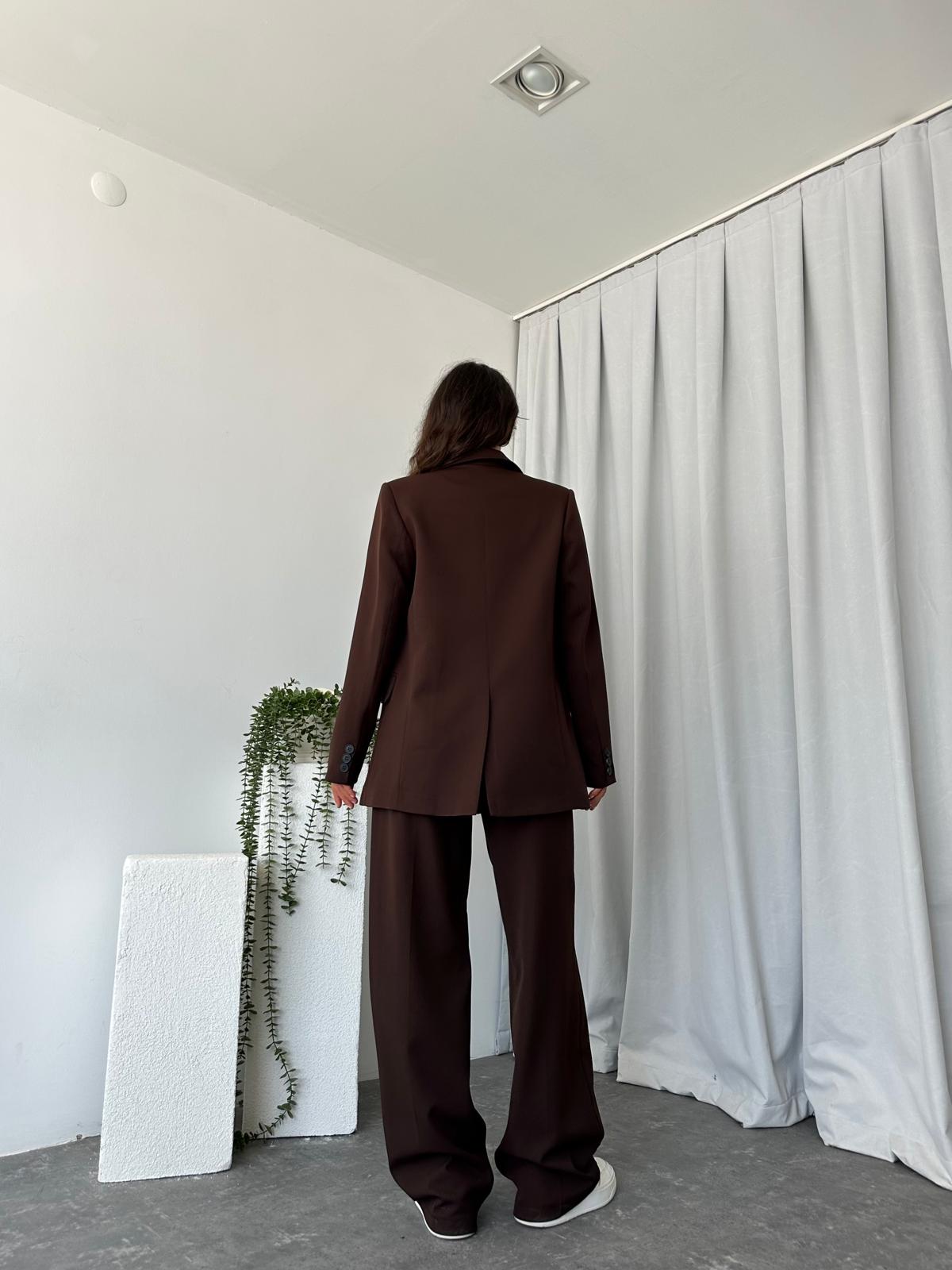 Kadın Kahverengi Oversize Ceket Pantolon Takım - Görsel 10
