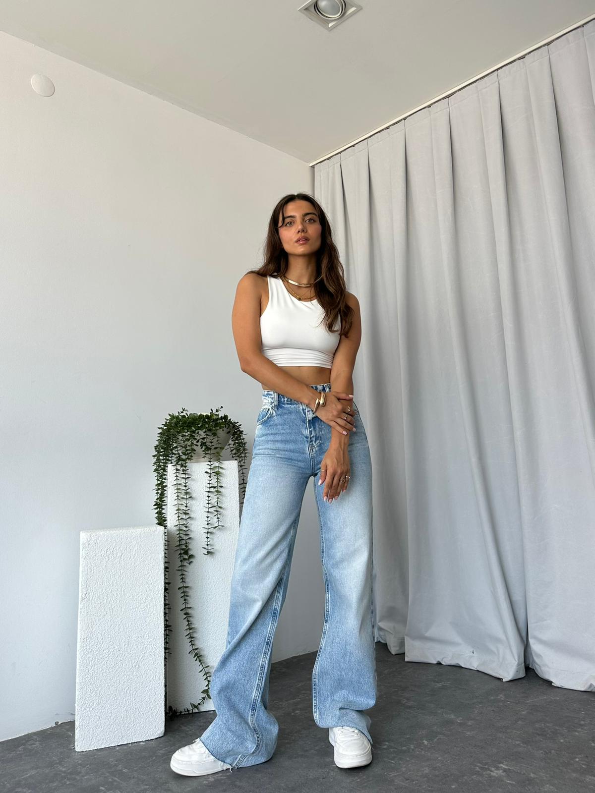 Light Blue Wide Leg Jean - Görsel 3