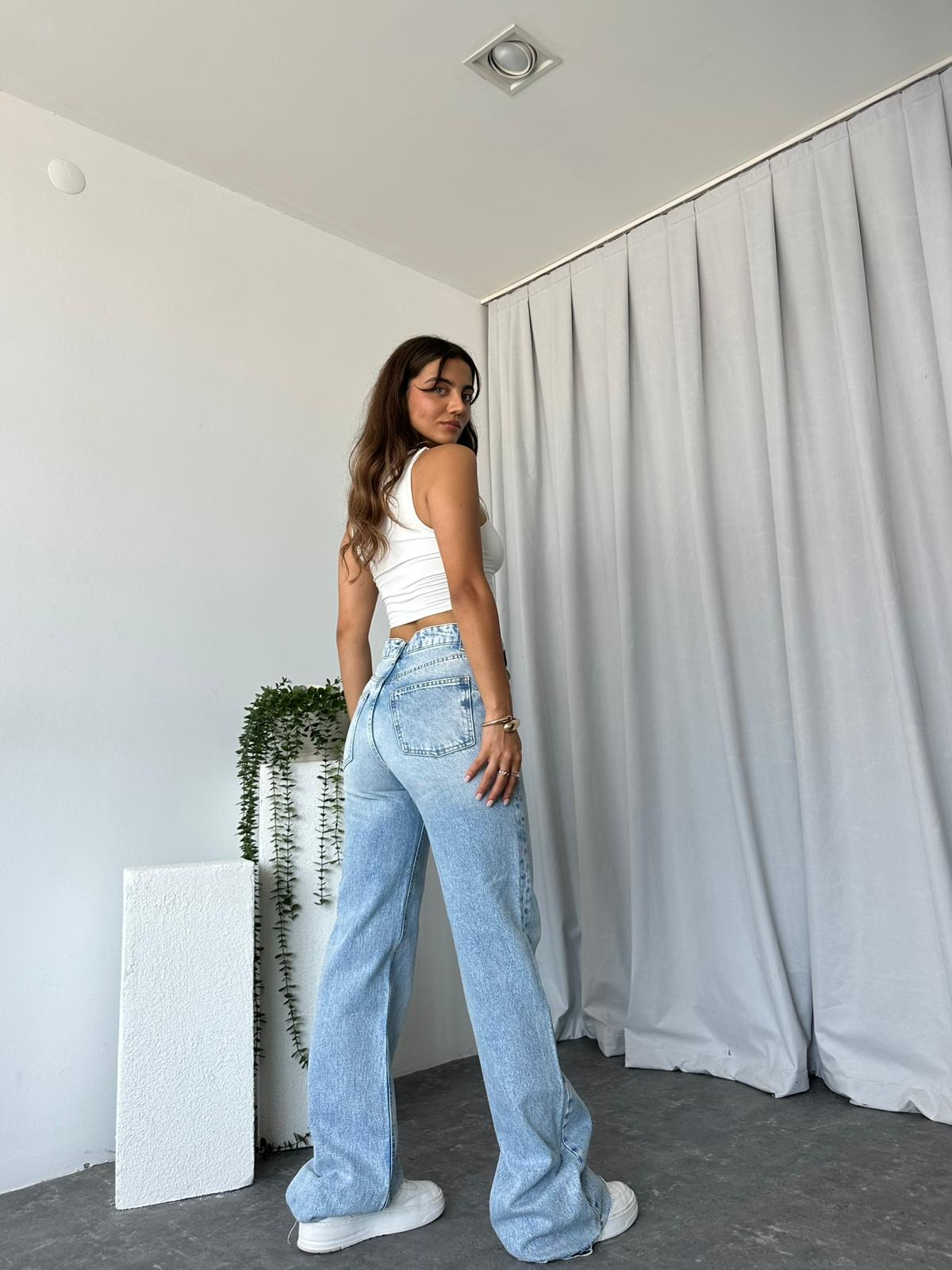 Light Blue Wide Leg Jean - Görsel 6