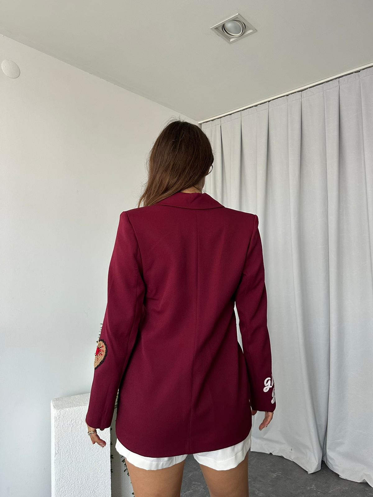 Nakışlı Tasarım Ceket (Bordo) - Görsel 8