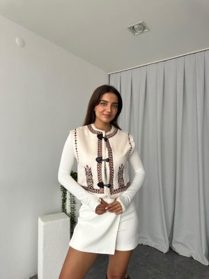 Kısa Taş Rengi Yumuşacık Yelek