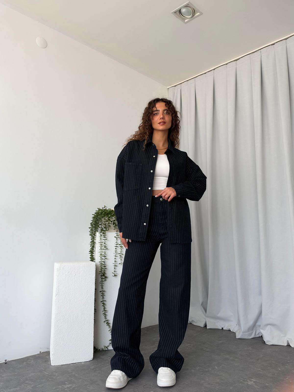 Kadın Orijinal Marka Çizgili Denim Takım - Görsel 11