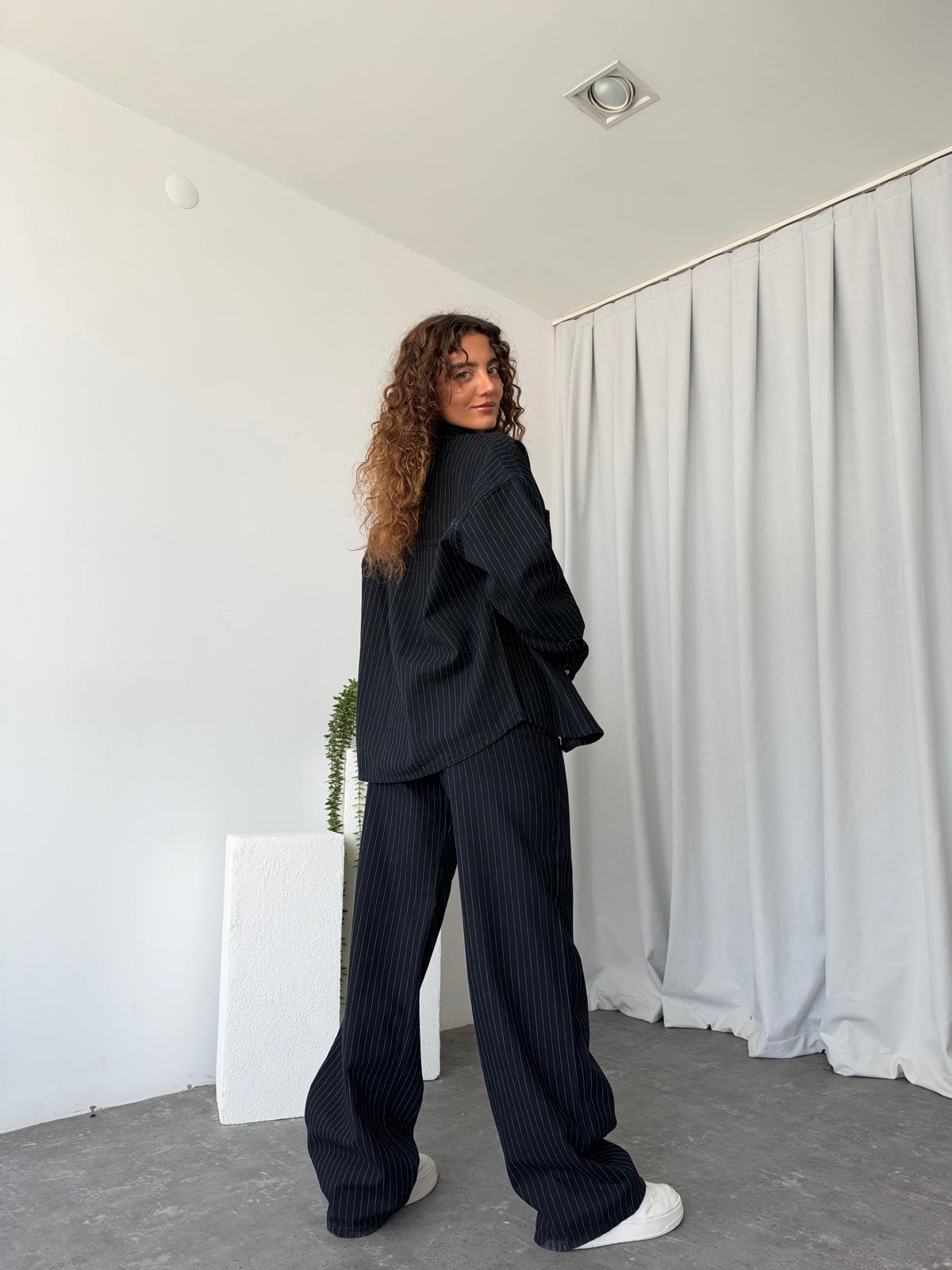 Kadın Orijinal Marka Çizgili Denim Takım - Görsel 4