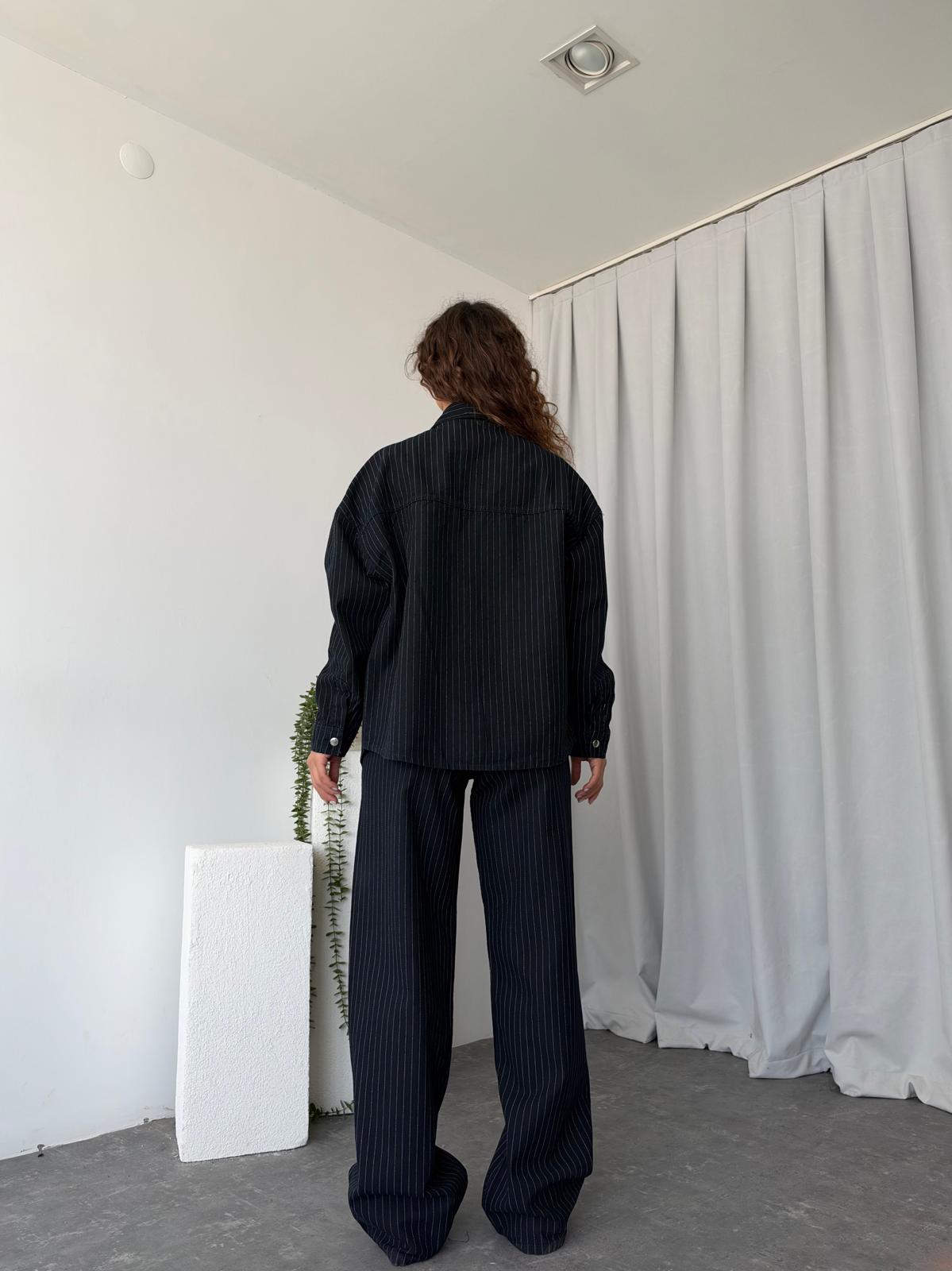 Kadın Orijinal Marka Çizgili Denim Takım - Görsel 9