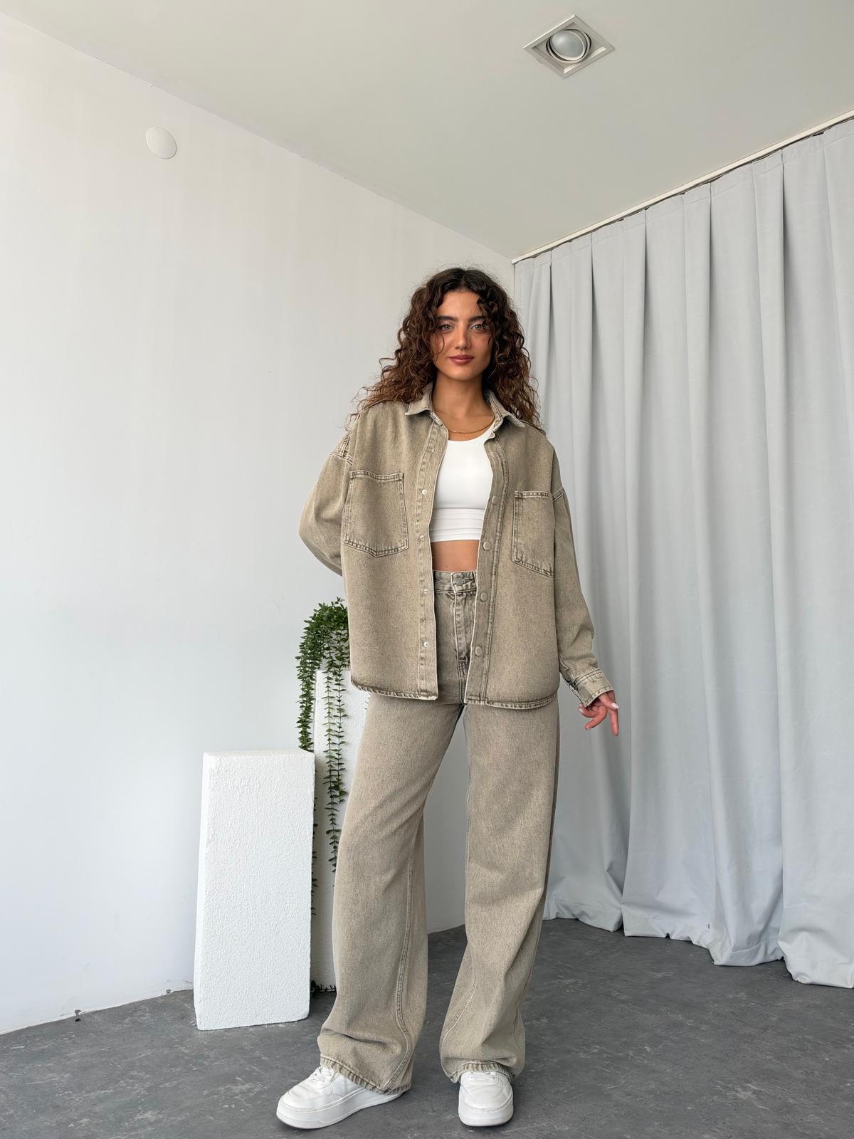 Kadın Orijinal Marka Tint Yıkama Denim Takım - Görsel 3