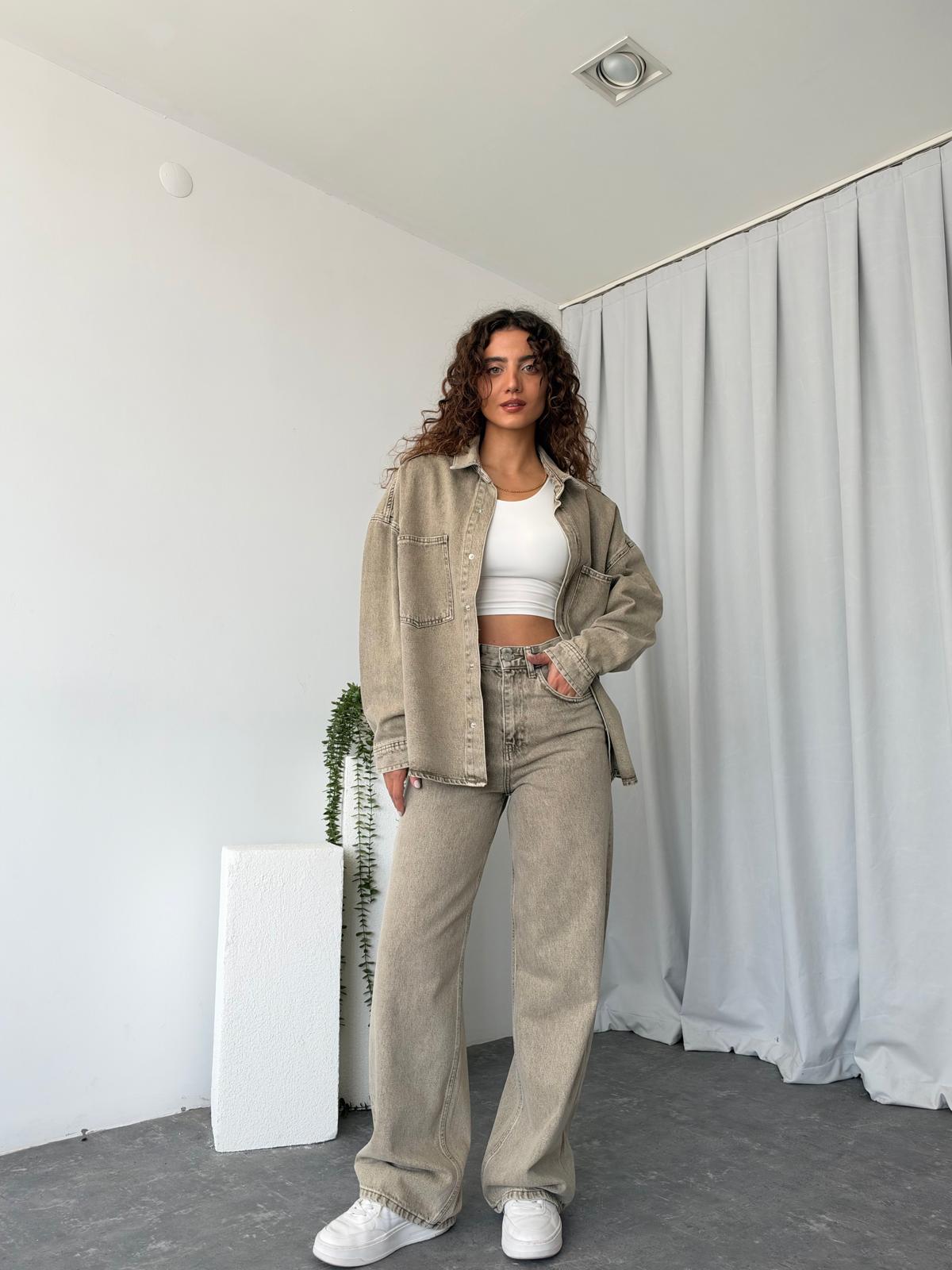 Kadın Orijinal Marka Tint Yıkama Denim Takım