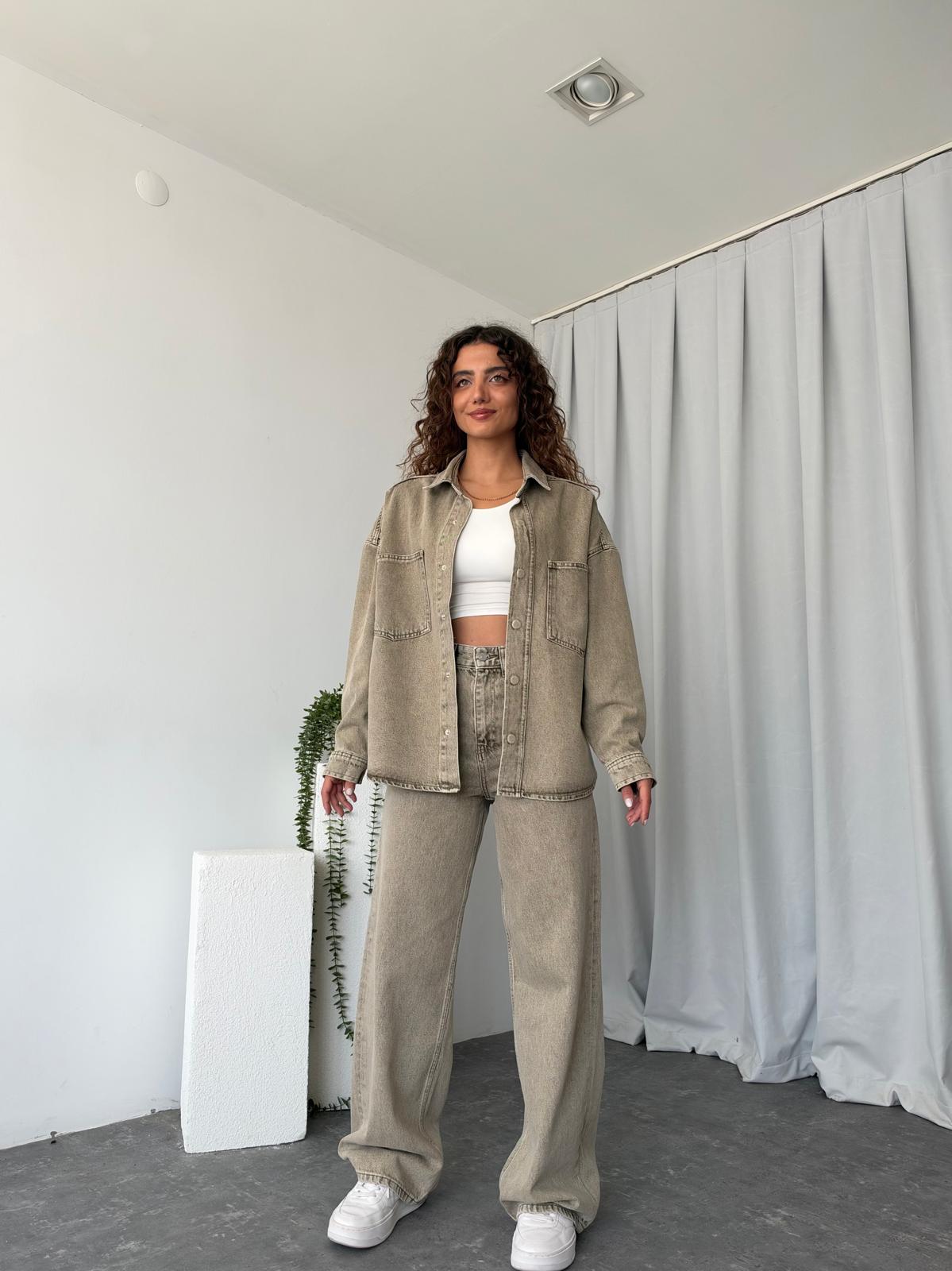 Kadın Orijinal Marka Tint Yıkama Denim Takım - Görsel 5