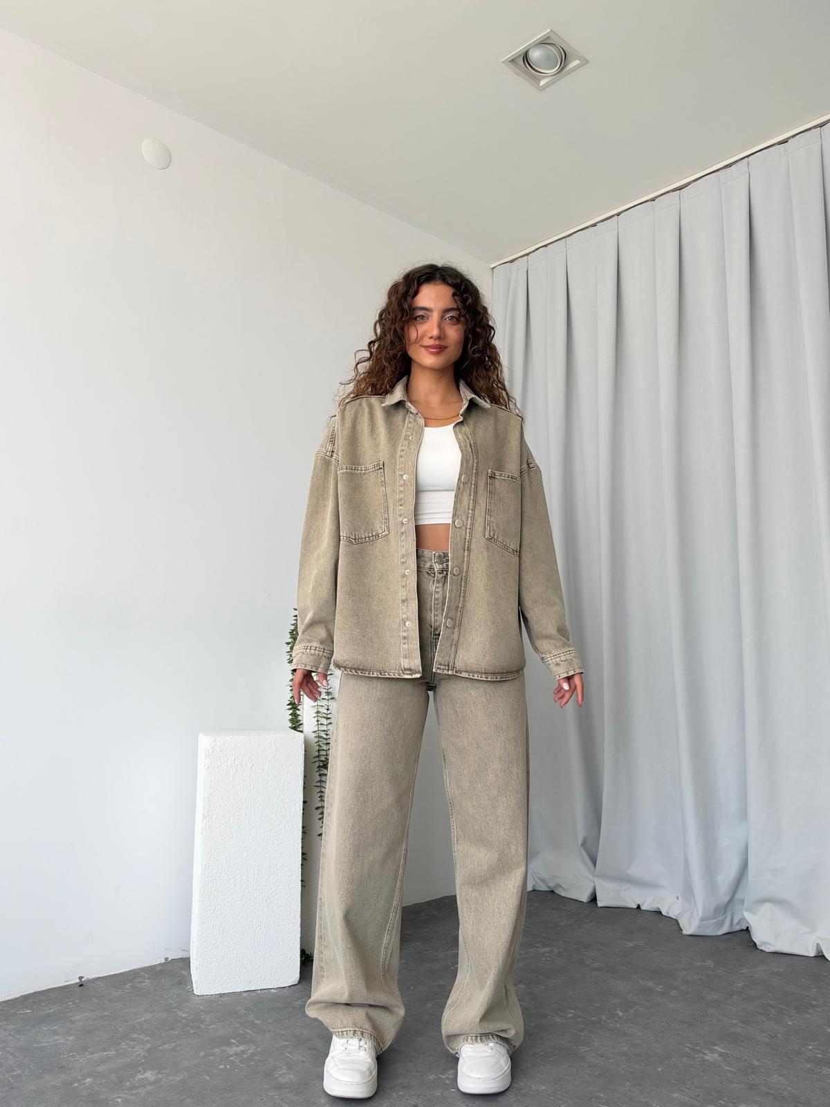 Kadın Orijinal Marka Tint Yıkama Denim Takım - Görsel 12