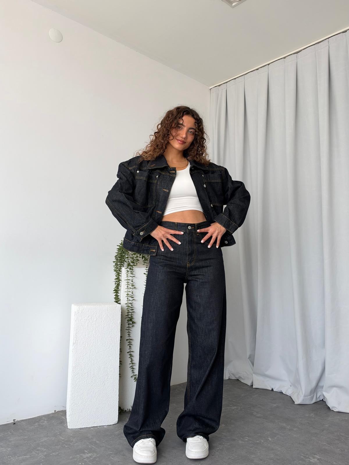 Kadın Orijinal Marka Vintage Çizgili Denim Takım - Görsel 4