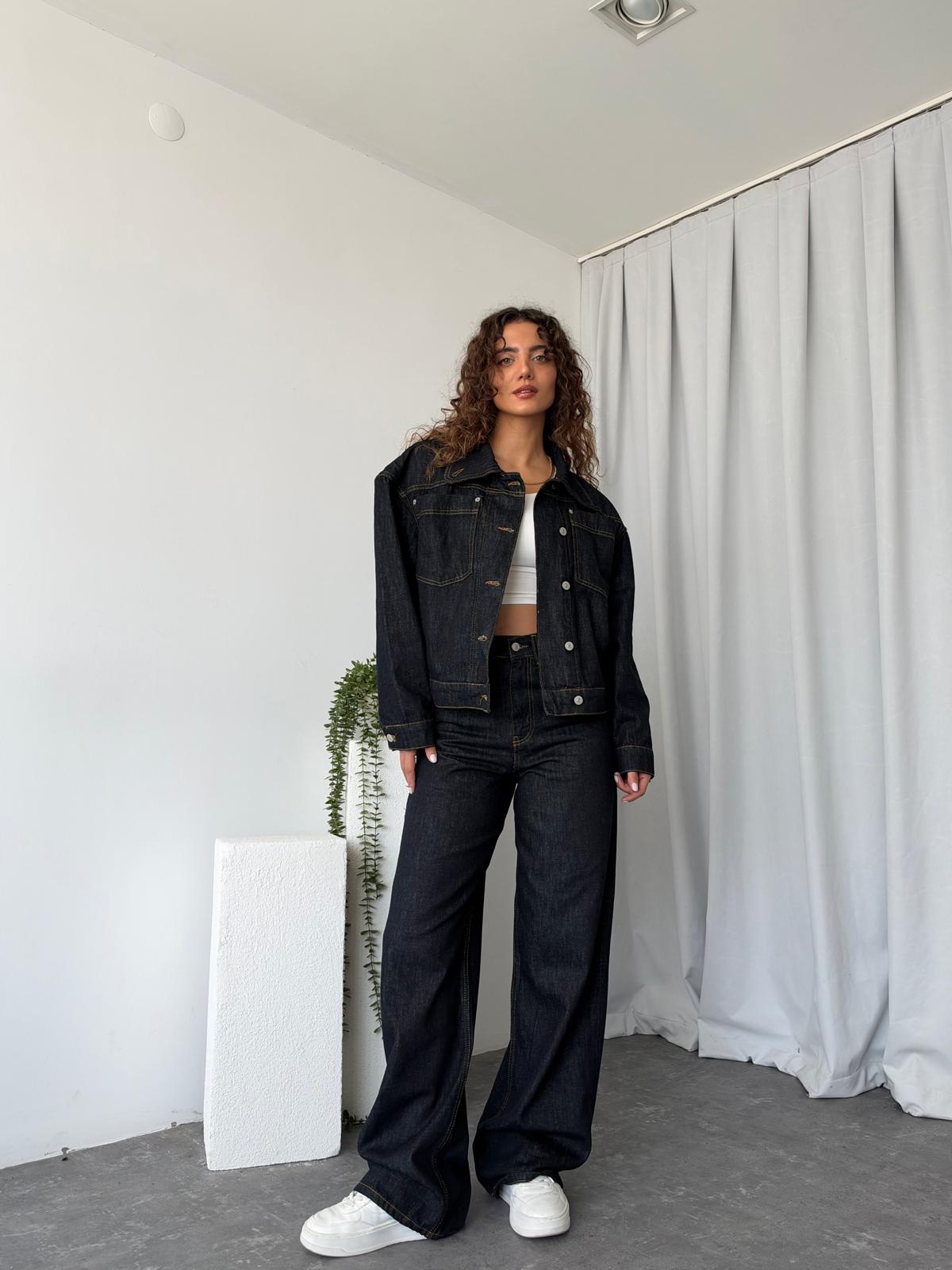 Kadın Orijinal Marka Vintage Çizgili Denim Takım - Görsel 6
