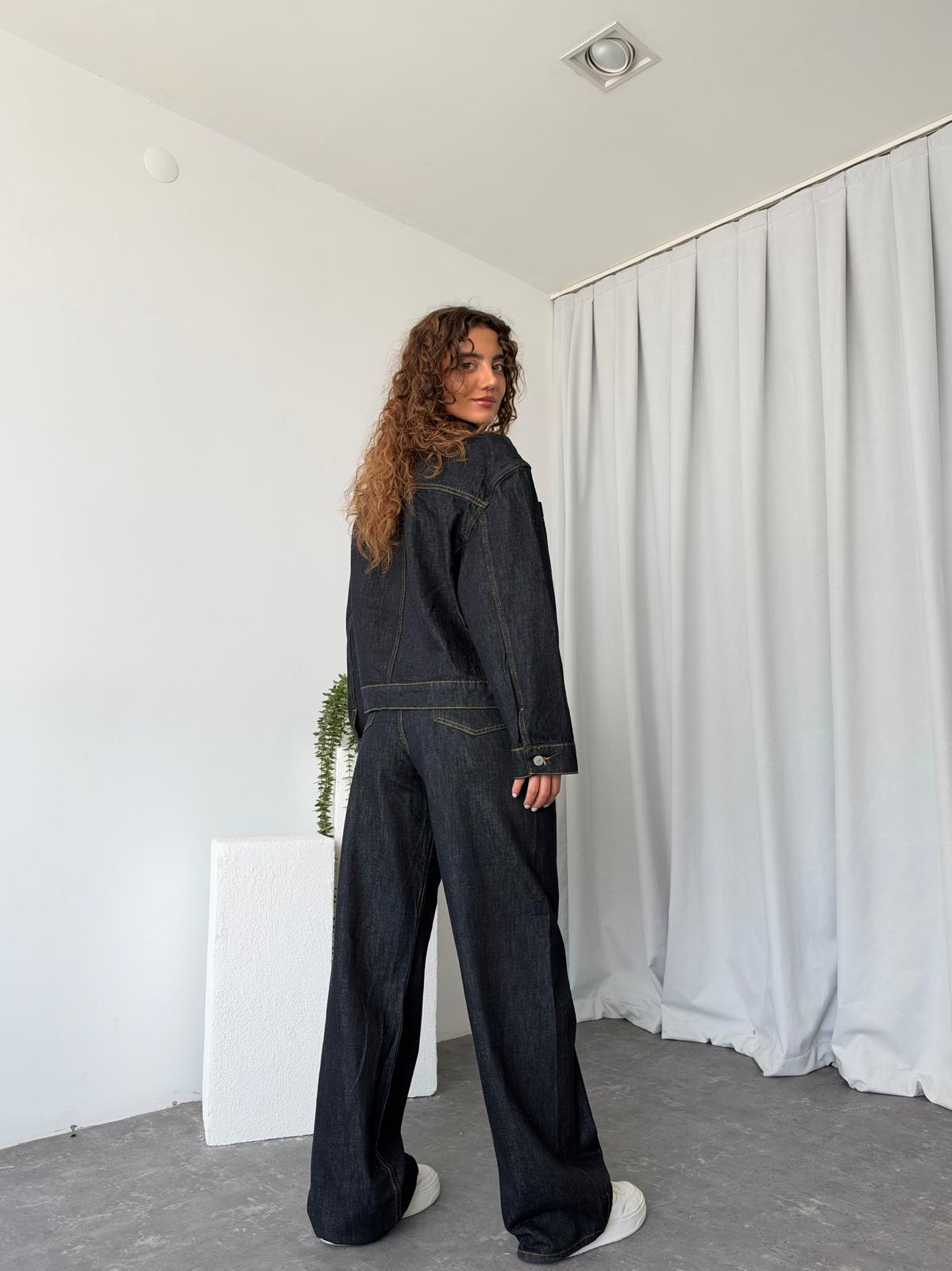 Kadın Orijinal Marka Vintage Çizgili Denim Takım - Görsel 7