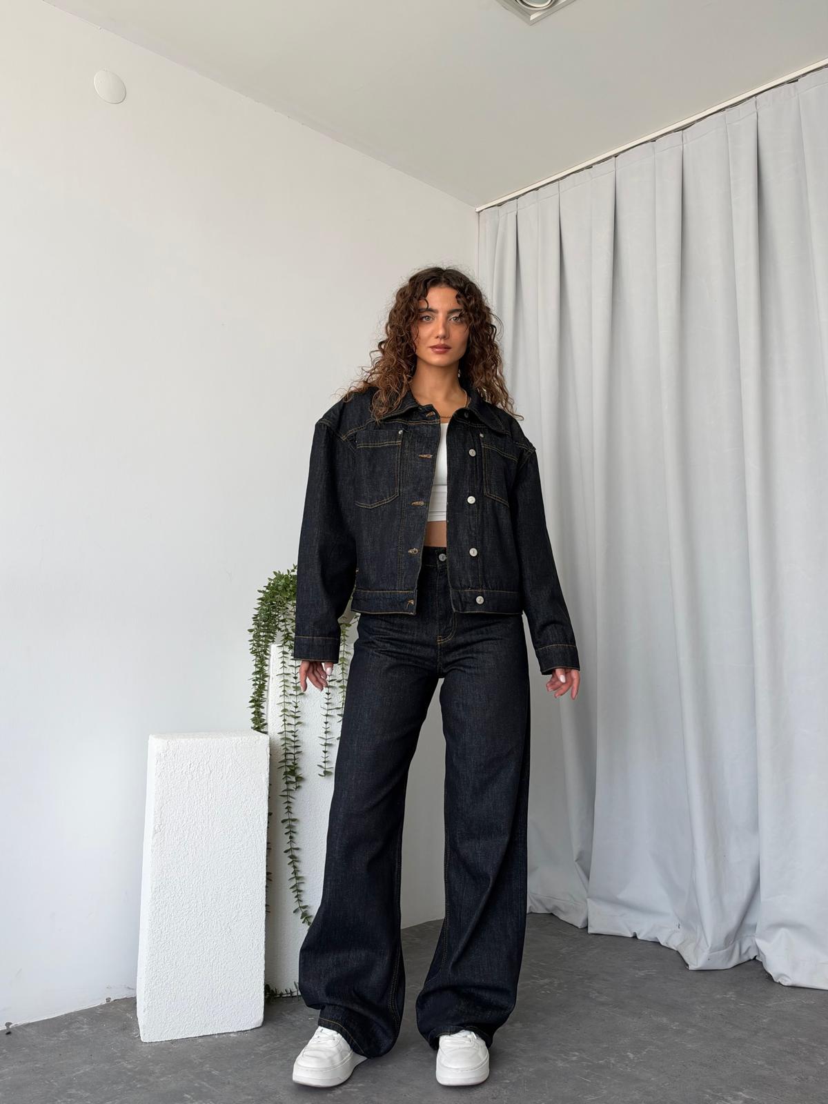 Kadın Orijinal Marka Vintage Çizgili Denim Takım - Görsel 8